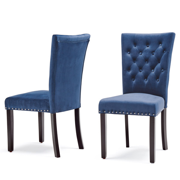 Willa Arlo Interiors Erling Tufted Velvet Solid Back Dining Chair